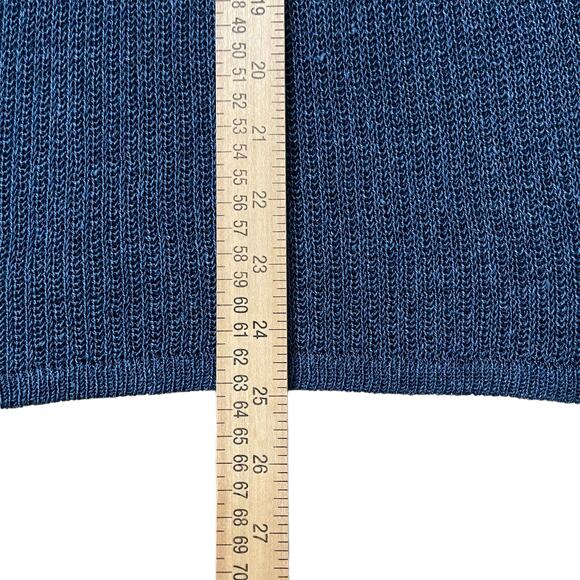 J. Jill Boxy Spring Sweater Womens Sz L Blue Open Knit Pullover Crew Neck - Picture 10 of 10